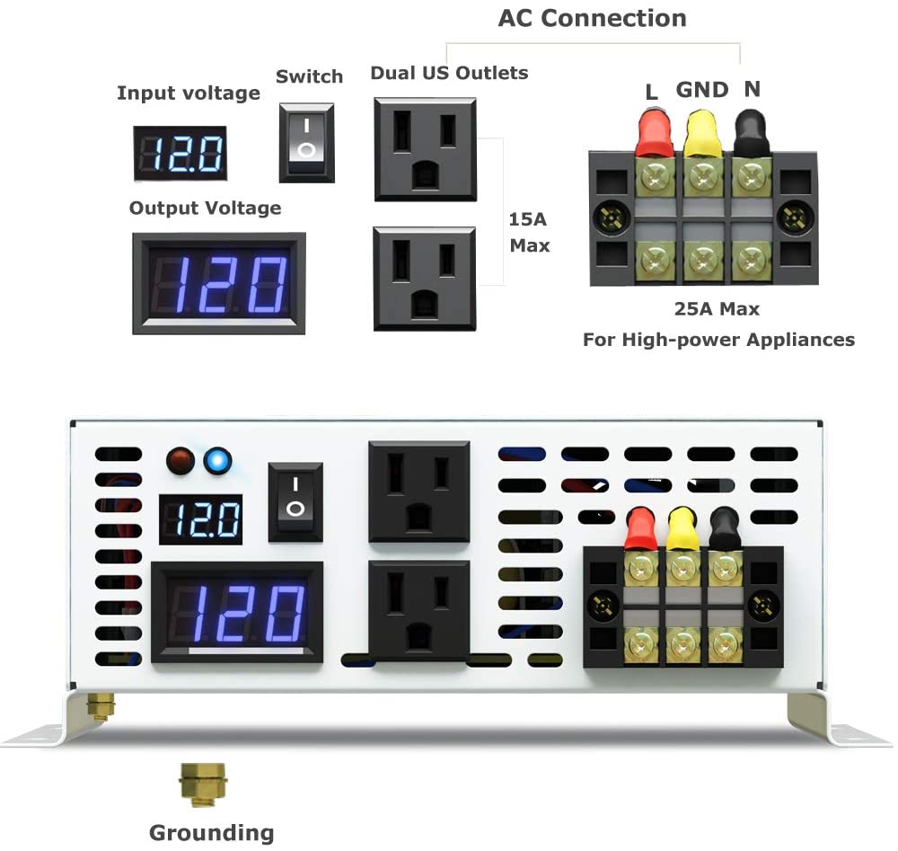 Pure Sine Wave Power Inverter  - Inverter Pure Sine Wave 60Hz 120V 3000W 评论和价格